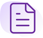 Icon of a document with text lines on light purple background